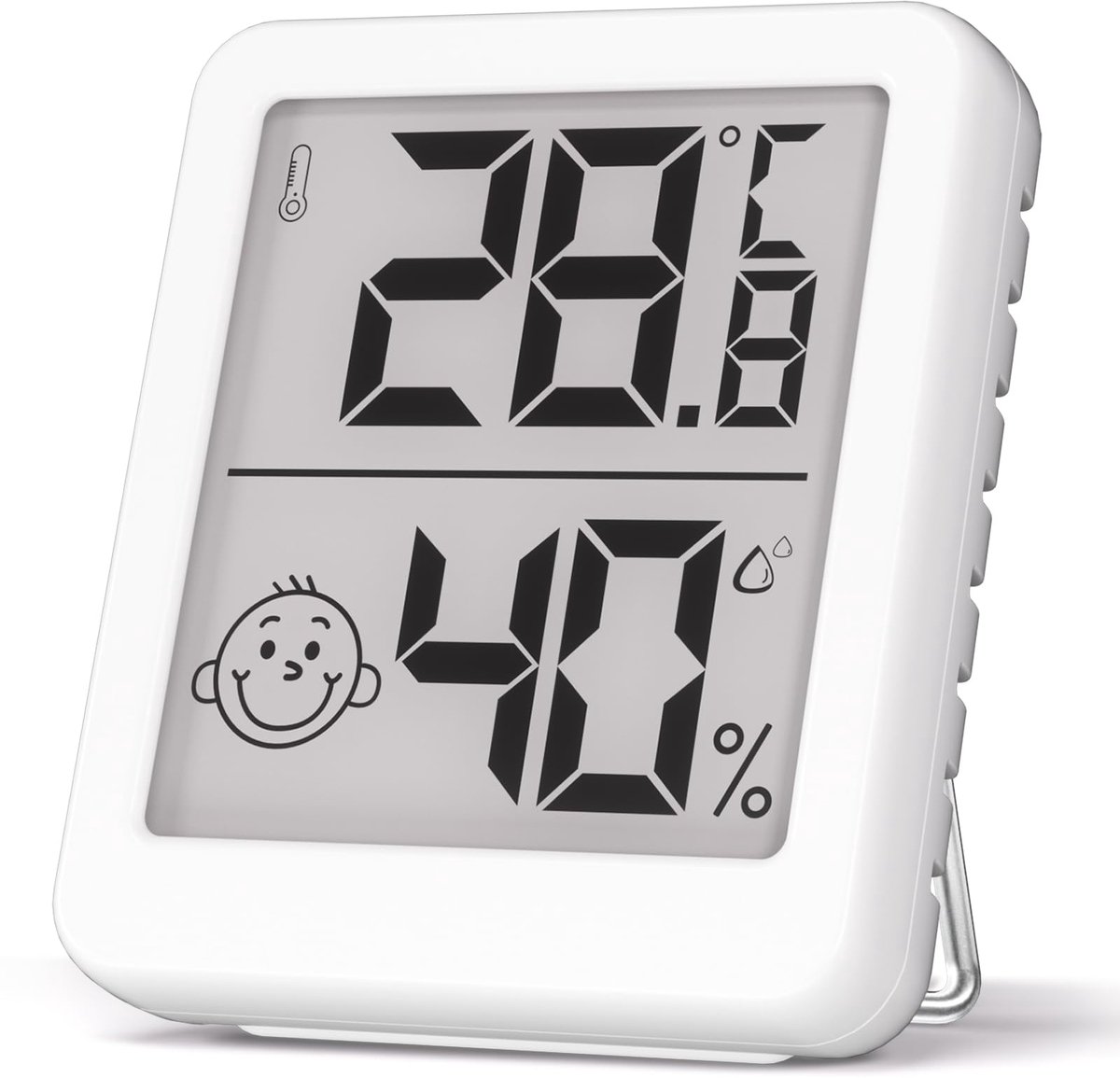Hygrometer - Weerstation - Luchtvochtigheidsmeter - Thermometer Voor Binnen - Binnenthermometers - Compacte Thermometer en Hygrometer - Vochtigheidsindicator - Voor Het Bewaken Van Huizen en Babykamers - Wit