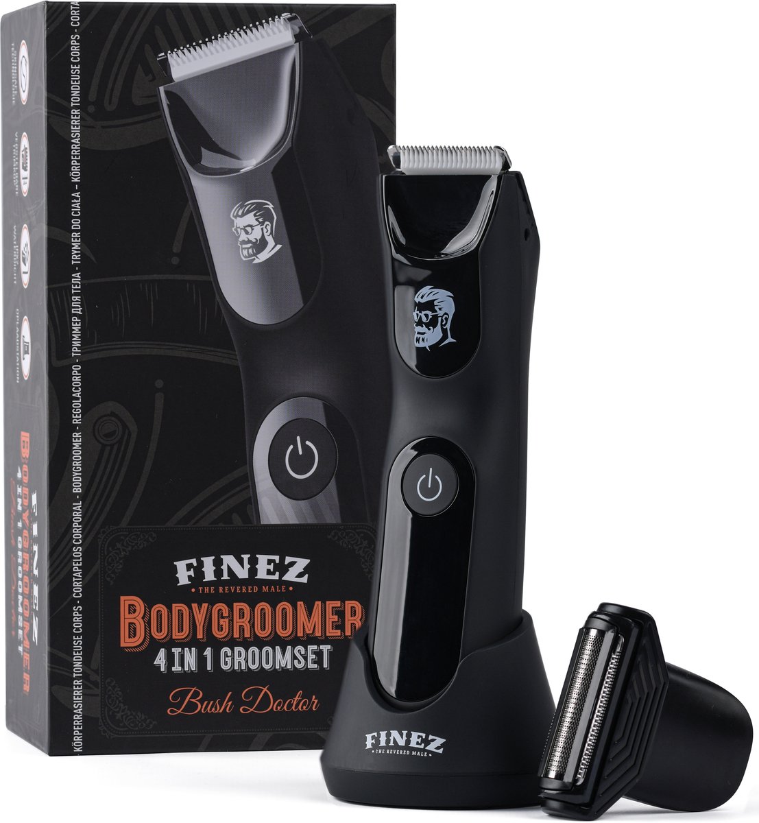 Finez Bush Doctor Bodygroomer Mannen – Voor Lichaam & Intieme Zones – Body Trimmer Heren – Waterdicht IPX7 – 7000 RPM