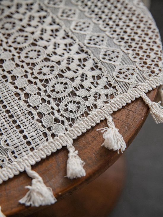 Boho Extra Long Rideau de Douche 180 x 200 cm xl Coton Lin Leibele Ceinture Grenouille Tissu Rideau de Douche Ensemble avec Crochet pour Vintage Country Home Salle de Bain Décor, Épais et Ride- Wit