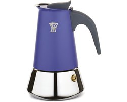 Italiaans koffiezetapparaat - PEZZETTI - STEELEXPRESS - Roestvrij staal - 4 kopjes - Geschikt voor alle kookplaten inclusief inductie - Indigoblauw