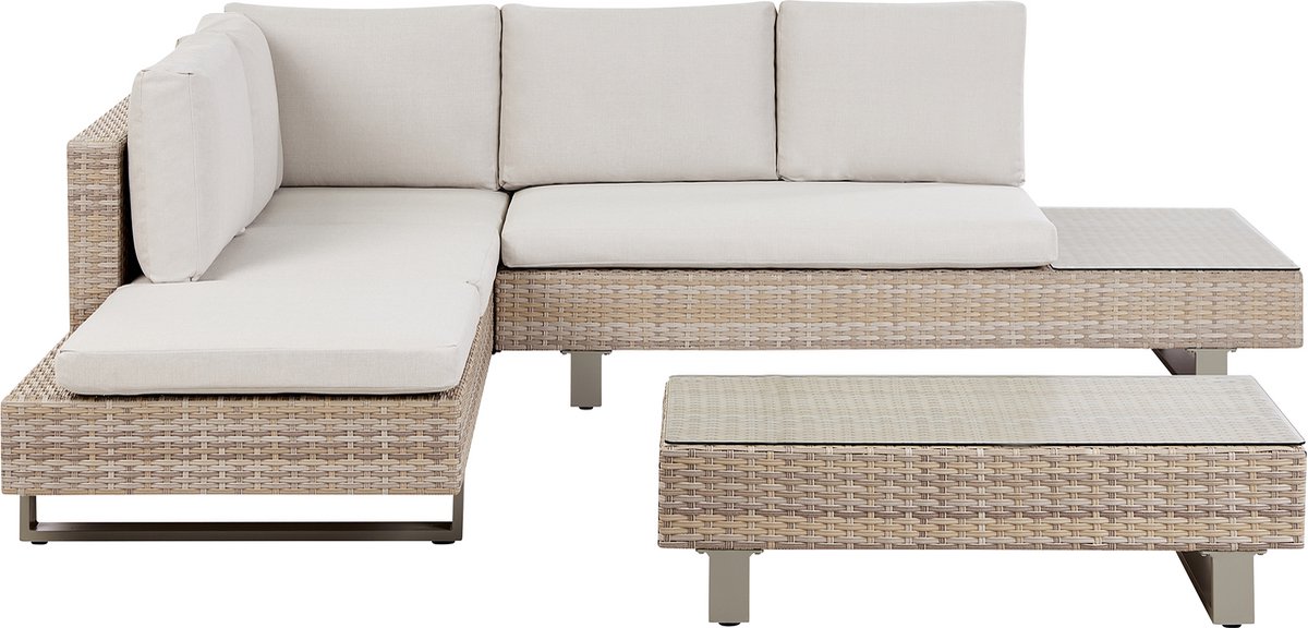 Beliani LANCIANO - Loungeset voor 5 - Gebroken wit - PE rotan