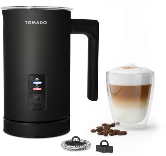 Tomado TMF1201B - Elektrische Melkopschuimer - 4 standen - Warm en koud opschuimen - BPA vrij - Cappuccino maken – Matzwart