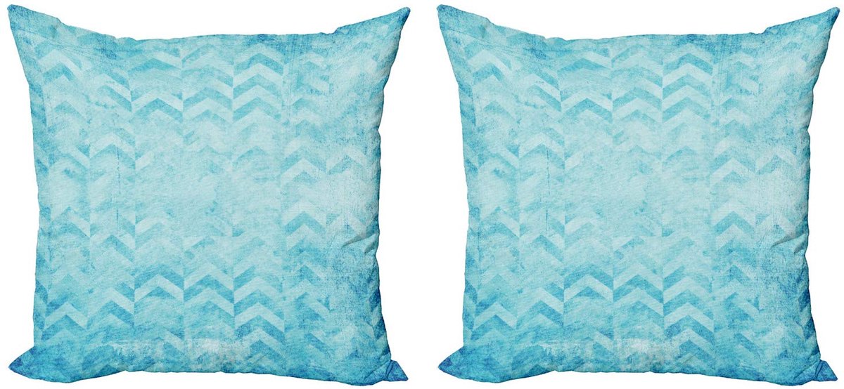 ABAKUHAUS Turquoise Kussenhoezen – 2x40x40 cm – Dubbelzijdig bedrukt – Rits