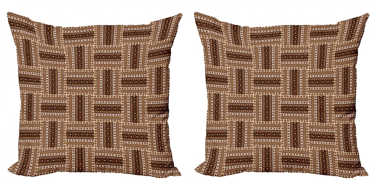 ABAKUHAUS Kussenhoes Set 2x40x40 cm – Dubbelzijdige print – karamelbruin Karamell Braun