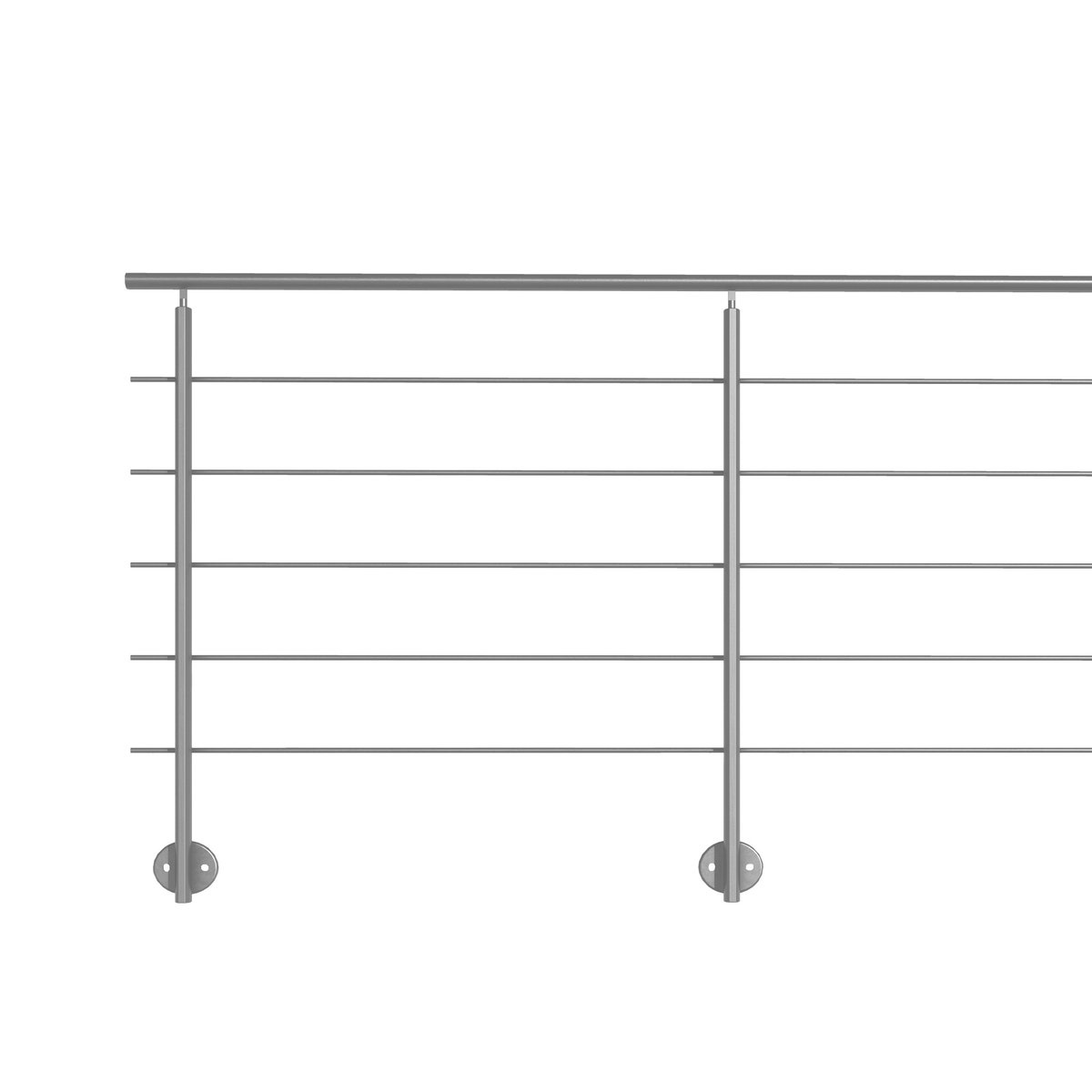 Kordo - Balustradeset voor zijmontage - Prestio - Grijs aluminium - 2 m