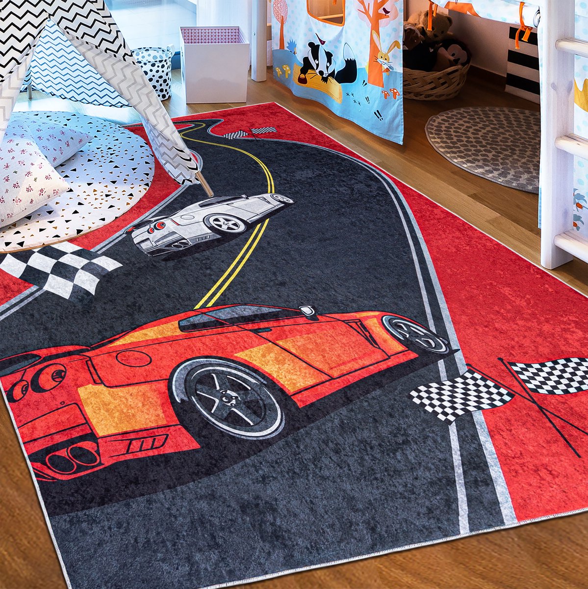 Kindertapijt 140x200cm - Raceauto's - Wasbaar & Antislip