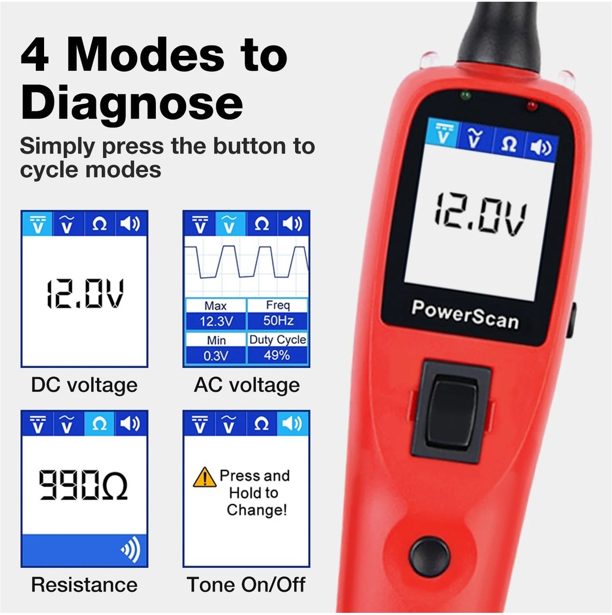 Tresaro PowerScan PS100 Circuit Tester Universele 12V 24V Automotive Power Circuit Probe Kit AC/DC/Continuïteit/Probe/Signaal Test