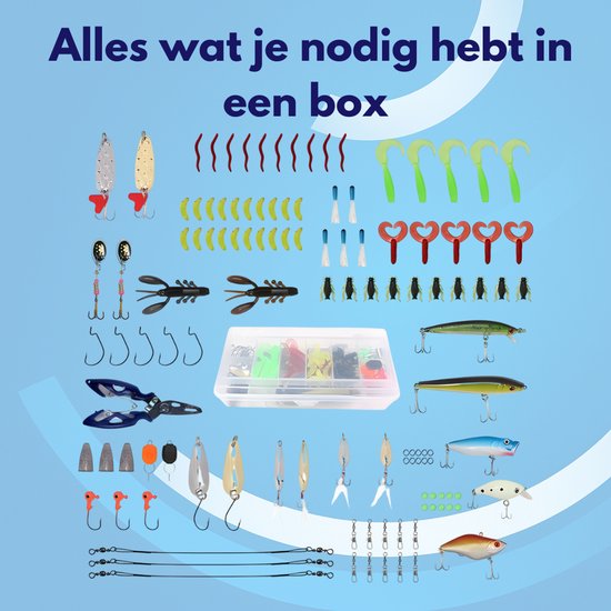 Kit de pêche Knaak 120 pièces - Set d'articles de pêche - Set Leurres, hameçons, Tools et appâts - Set tout-en-un