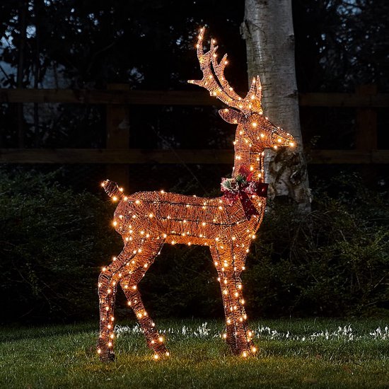 Kerstfiguur Iris Rendier Goud Met Verlichting 75 X 8 X 100 Cm