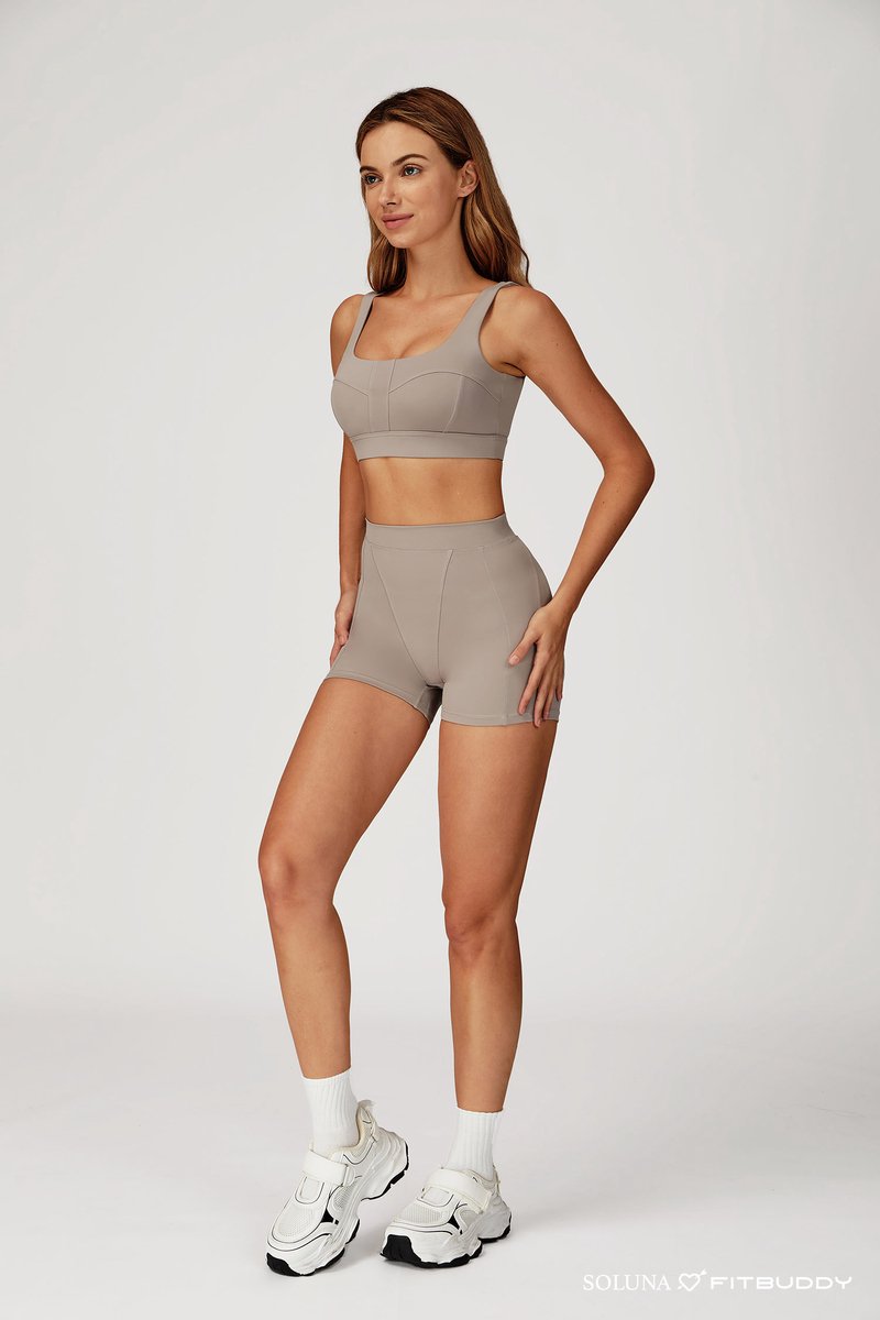 Fitbuddy Seamless Sport BH – Camel Grey – Shockproof & Ademend – Naadloos Comfort – Dames – Maat S