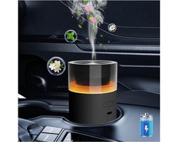 Auto-diffuser met automatische start-stopfunctie, draagbare luchtbevochtiger met geheugenfunctie, op batterijen werkende etherische olie-diffuser met 8-kleuren omgevingslicht voor auto