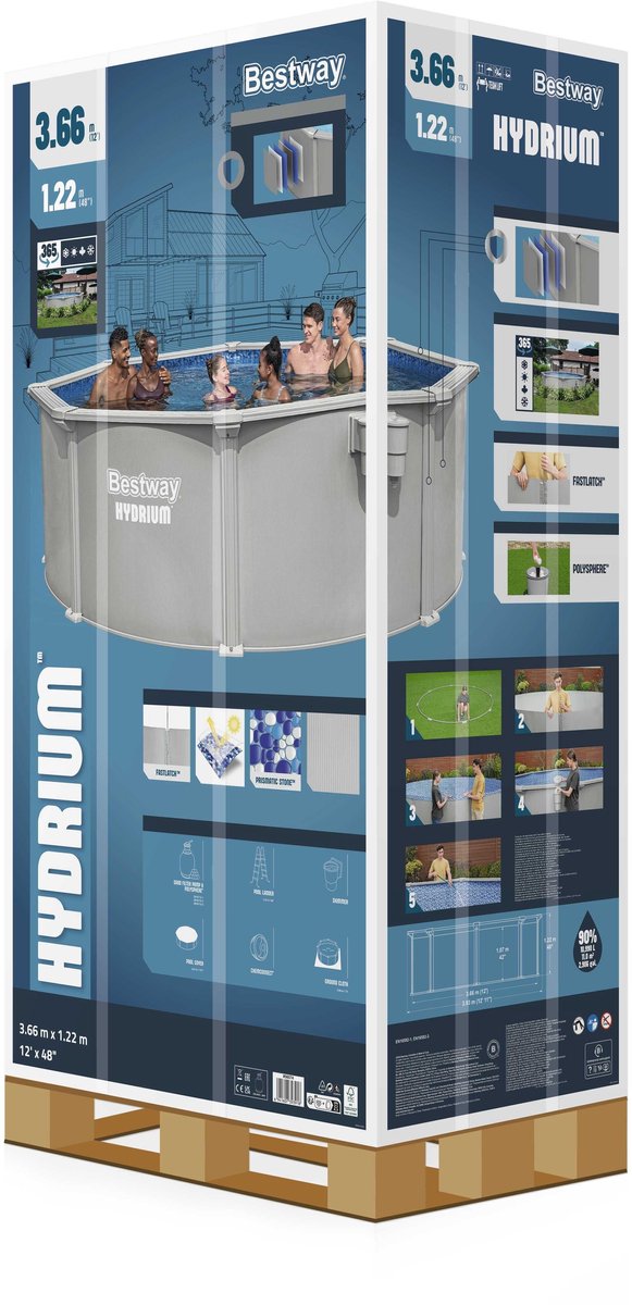 Bestway Hydrium zwembadset met stalen wand - Ø 366 x 122 cm