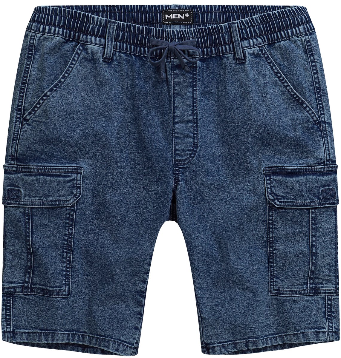 Men Plus - Heren - Jeans-cargobermuda - Donkerblauw denim - Maat 54