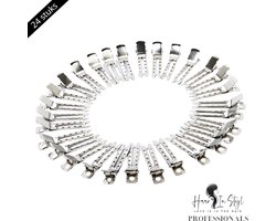 Haar in Stijl® | 24 stuks Volume Haarclips | haarklem | kapper haar tools clips klips klem | Zilver