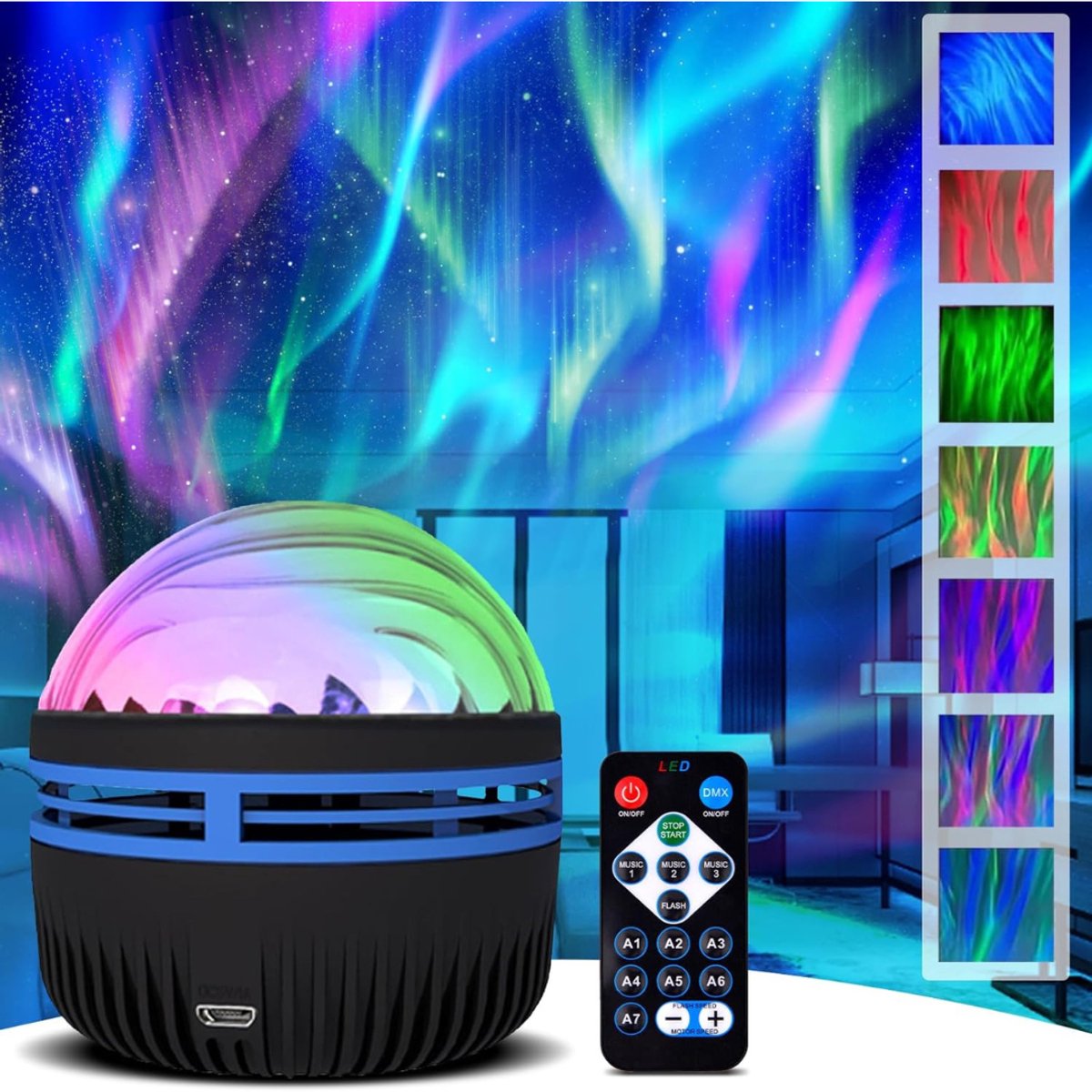 MMP® Noorderlicht Projector - Aurora Projector - Galaxy Lamp - 8x8x6cm -Zwart