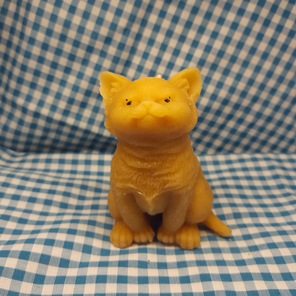 Bijenwas kaars, katje met lang haar, groot