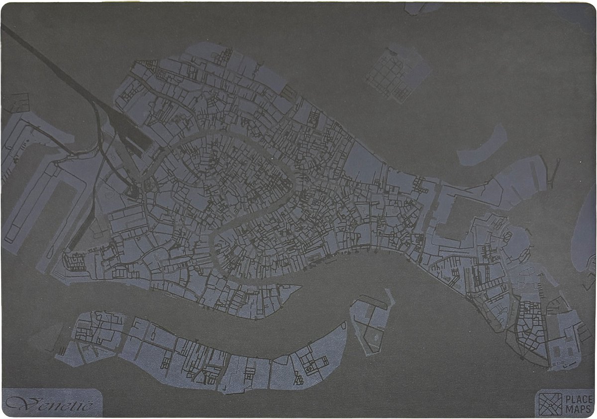 Place Maps Gegraveerde Kunstlederen Placemat Venetië Leigrijs 1 stuk