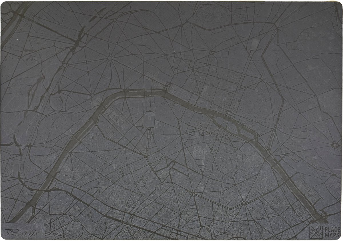 Place Maps Gegraveerde Kunstlederen Placemat Parijs Leigrijs 1 stuk