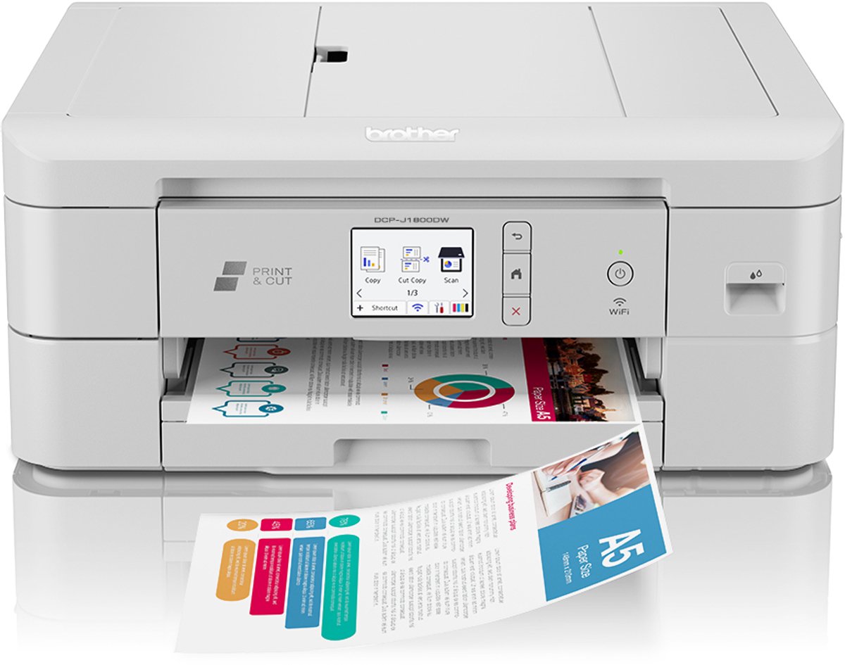 Brother DCP-J1800DW Multifunctionele printer Inkjet Kleur A4 Printen, scannen, kopiëren ADF, Cutter, LAN, WiFi, USB
