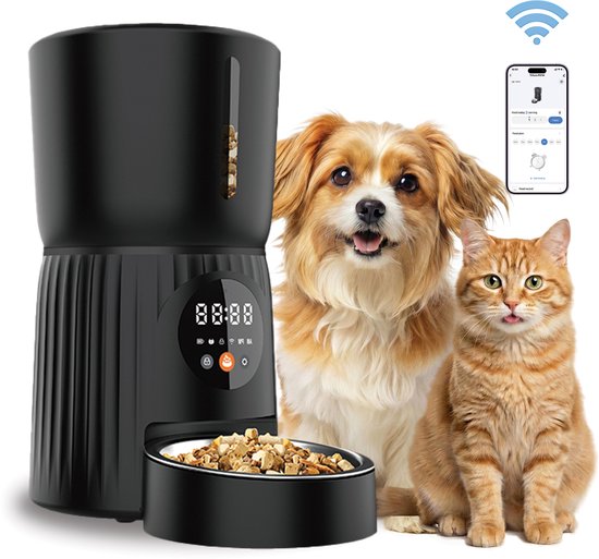 PetDog® Automatische Voerbak 4L Zwart voor Katten en Honden