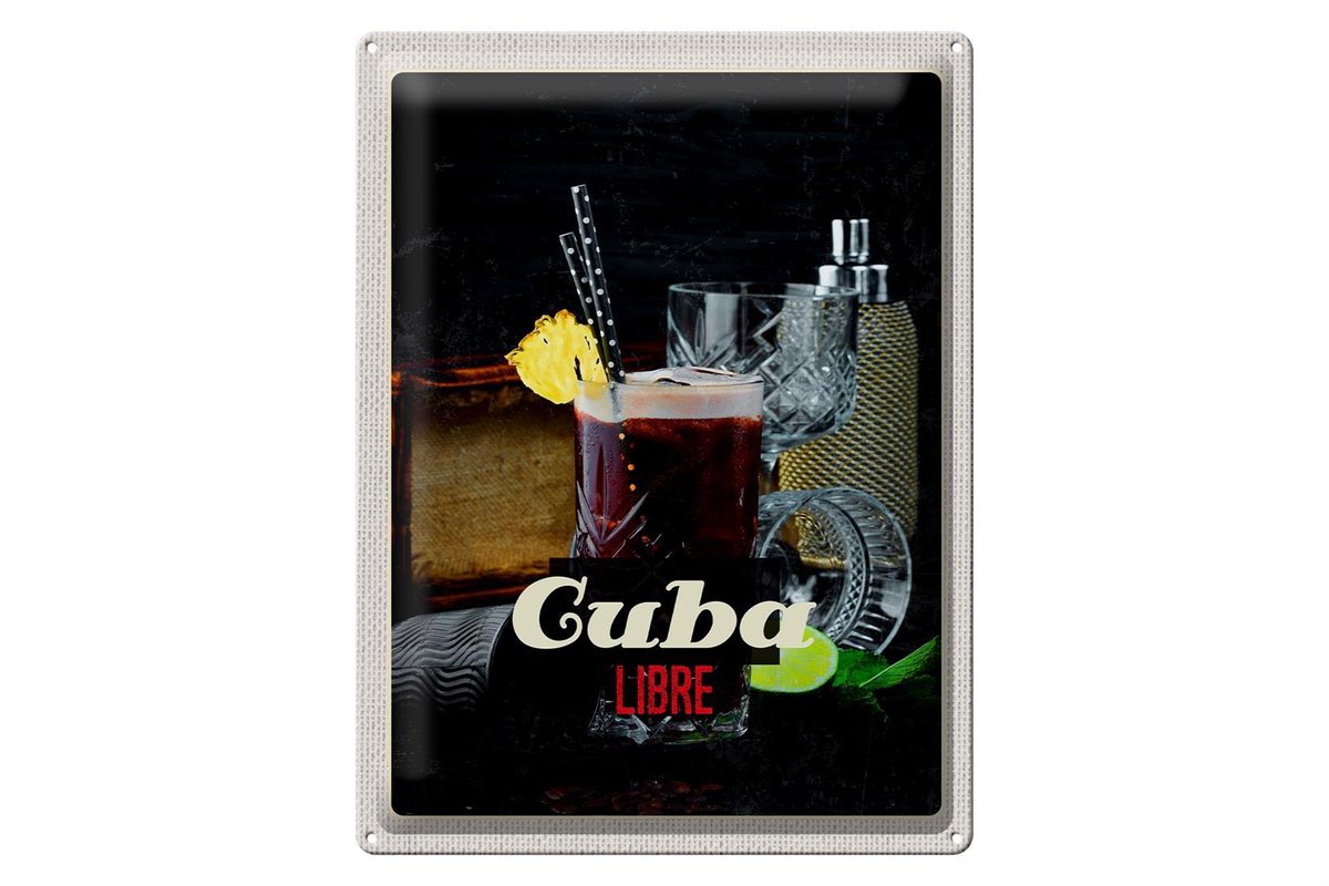 Blechschild Reise 30x40cm Cuba Libre Cocktail