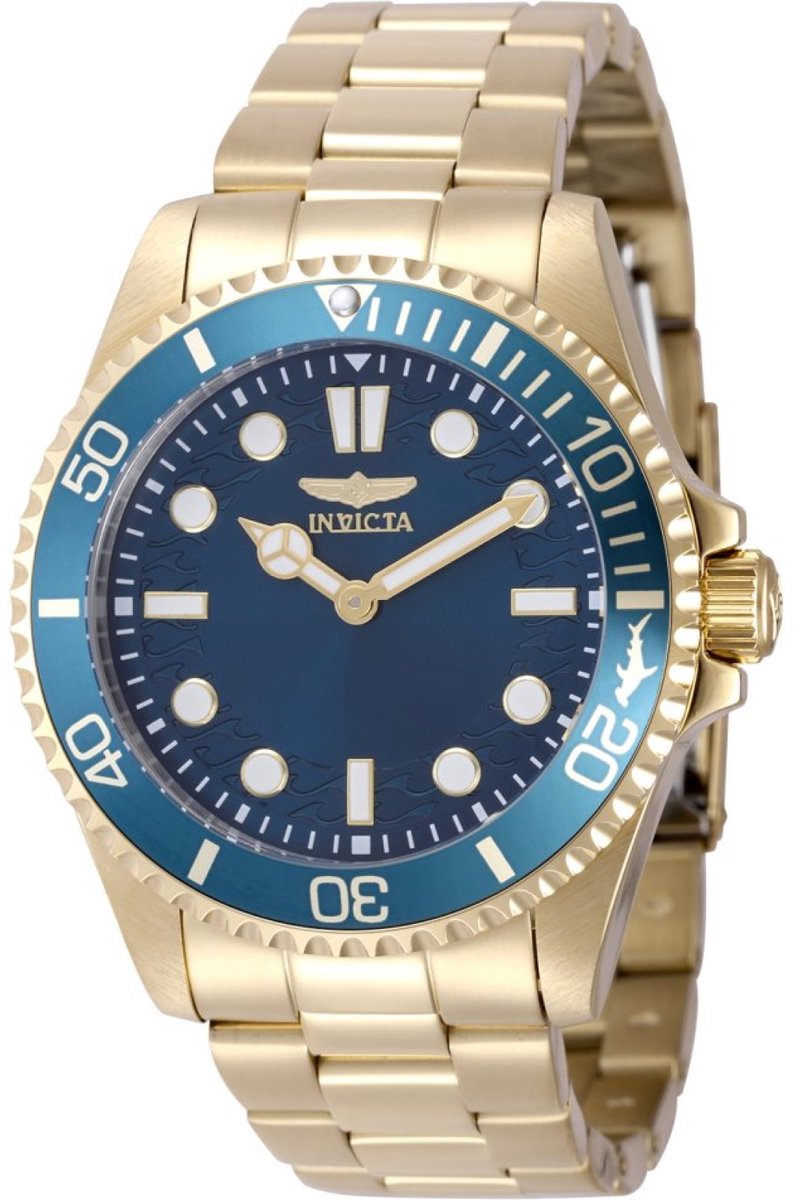 Invicta Pro Diver 49699 Heren Horloge - Waterdicht - Analoog - Quartz Uurwerk - Roestvrij Staal met blauwe Wijzerplaat - 43mm