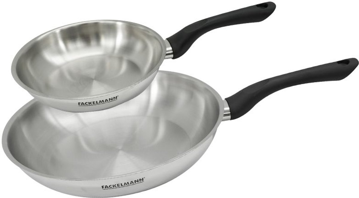 Set 2 pannen 20 en 28 cm van roestvrij staal Fackelmann Geneva