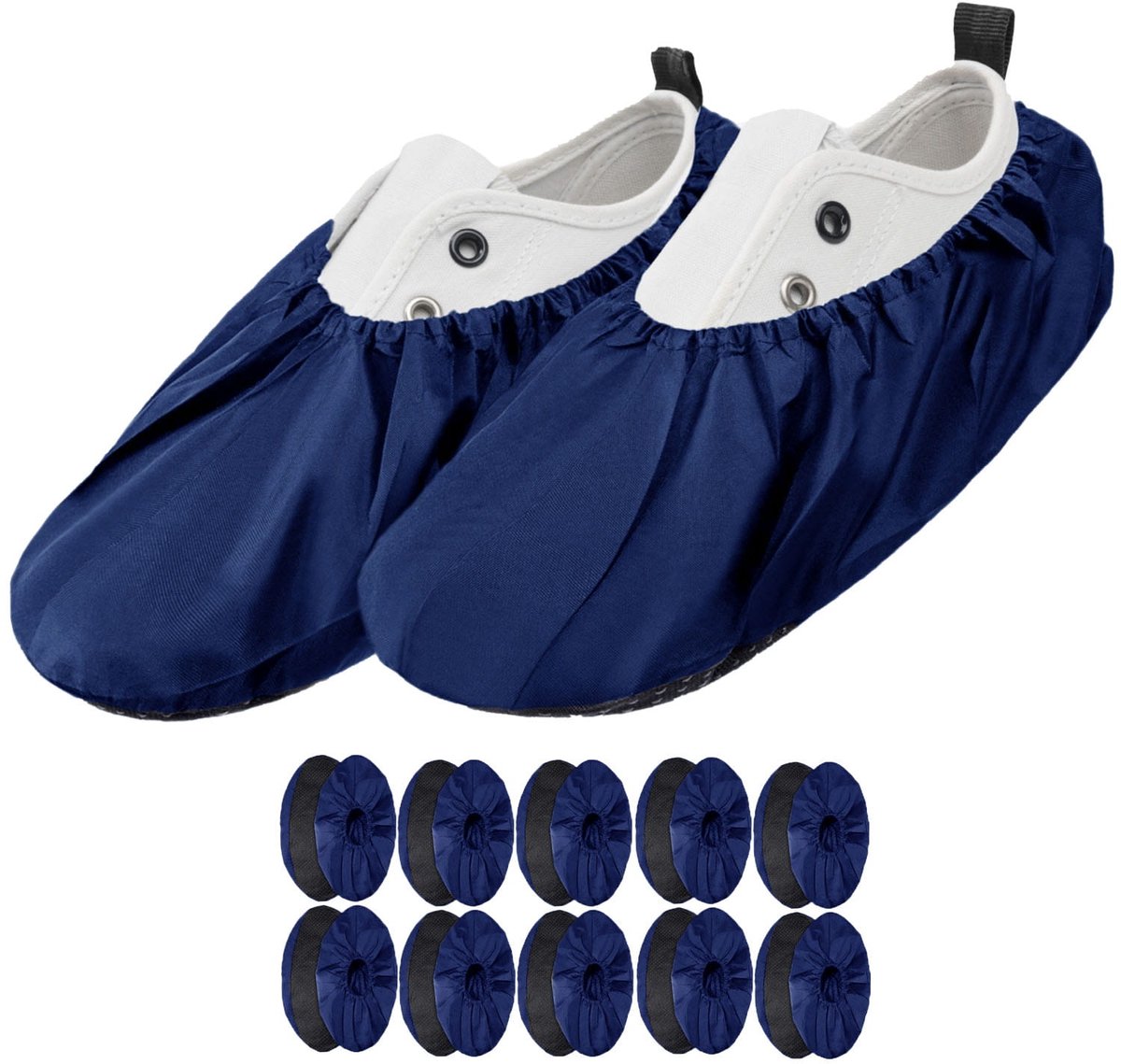 FEROCITY - Schoenovertrekken - Antislip, herbruikbaar - Unisex - Erwachsene - EU 38-45, 5 paren - Polyester - Donkerblauw