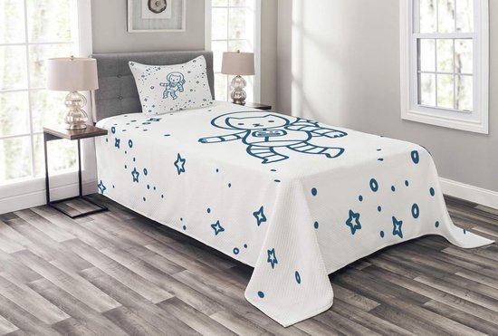 ABAKUHAUS Katten Dagdeken Set – Astronaut Kat – 170x220 cm – Donkerblauw