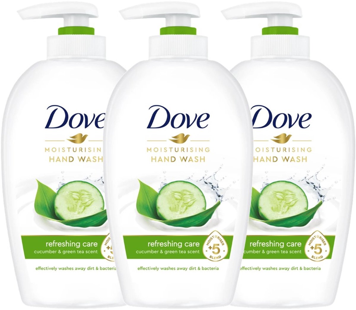 Dove Moisturising Hand Wash – Refreshing Care – 250 ml – 3-pack – Komkommer & Groene Thee