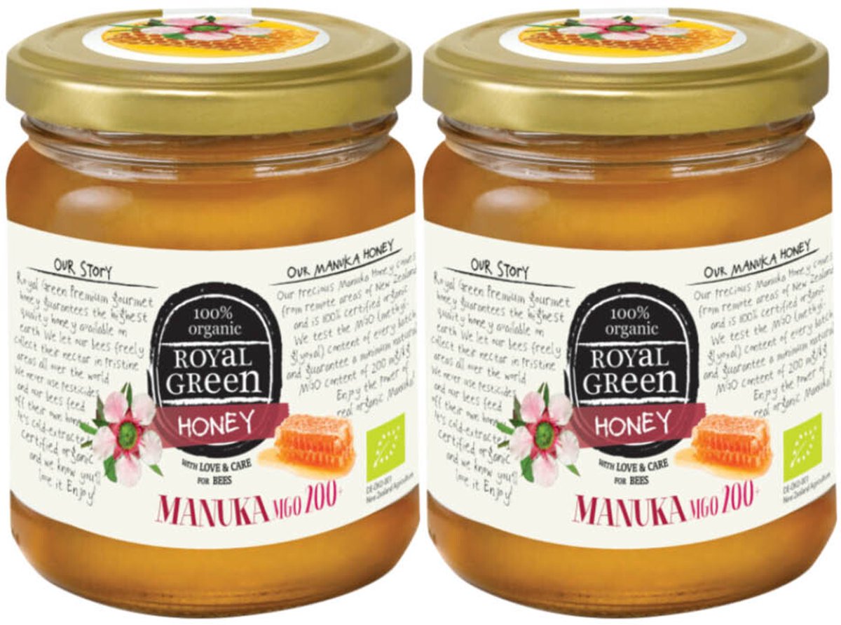 Royal Green Manuka Honey Bio - 2 x 250 gr - Voordeelverpakking