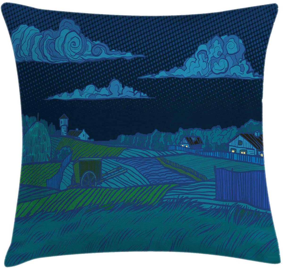 ABAKUHAUS Scenic Zomerse Kussenhoes – Dubbelzijdig Bedrukt 40x40 cm – Blauw Teal