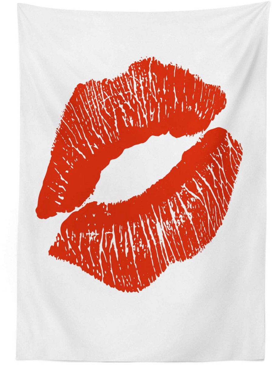 ABAKUHAUS Kus Tafelkleed 140x170 cm – Rood Lippenkusafdruk Satijn