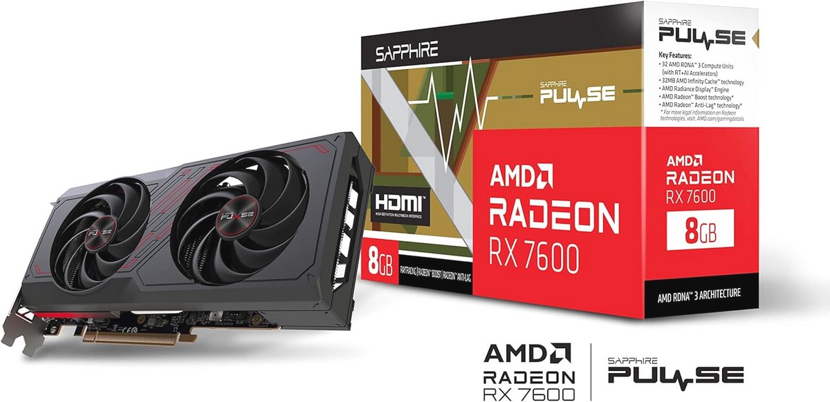 Radeon Rx 7600 Grafische Kaart - 8Gb Gddr6, Hdmi En Drie Dp-Aansluitingen videokaart - afbeelding 3