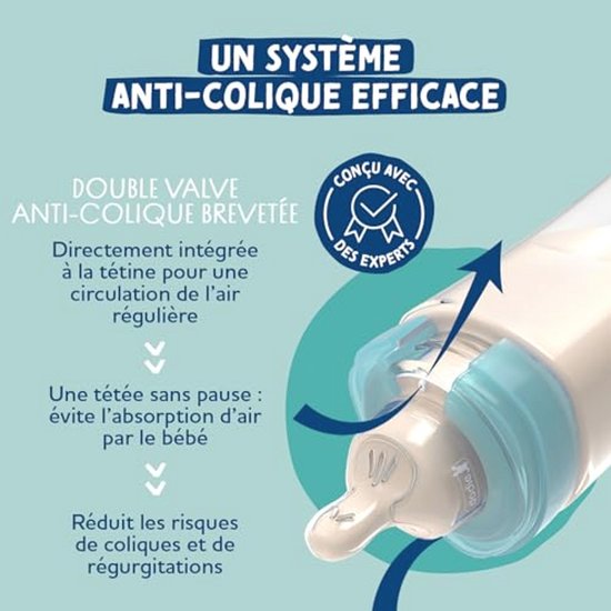 Anti-kolic glazen fles 150 ml voor 0-6 maanden met platte zuiger — afbeelding 4