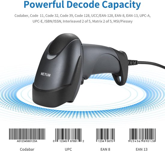 Wired Laser Barcode Scanner 32-bit Decoder 1D met USB-kabel | bol
