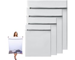 Waszakken - Wasnetten Set - 4 stuks - Groot Waszak - 90 x 110 cm - 90 x 90cm - 60 x 80 cm - 60 x 60cm - Waszakjes met Rits - Bescherm je Wasgoed en Wasmachine - Packing Cubes - Transparant/Grijs