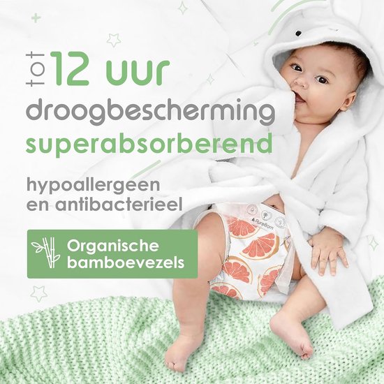 Ecologische Organische Bamboe Luiers, Maat 3 (5.5-8kg), Hypoallergeen, Ultra Zacht, Milieuvriendelijk, 112 Stuks, Natheidsindicator van Merkloos — afbeelding 4