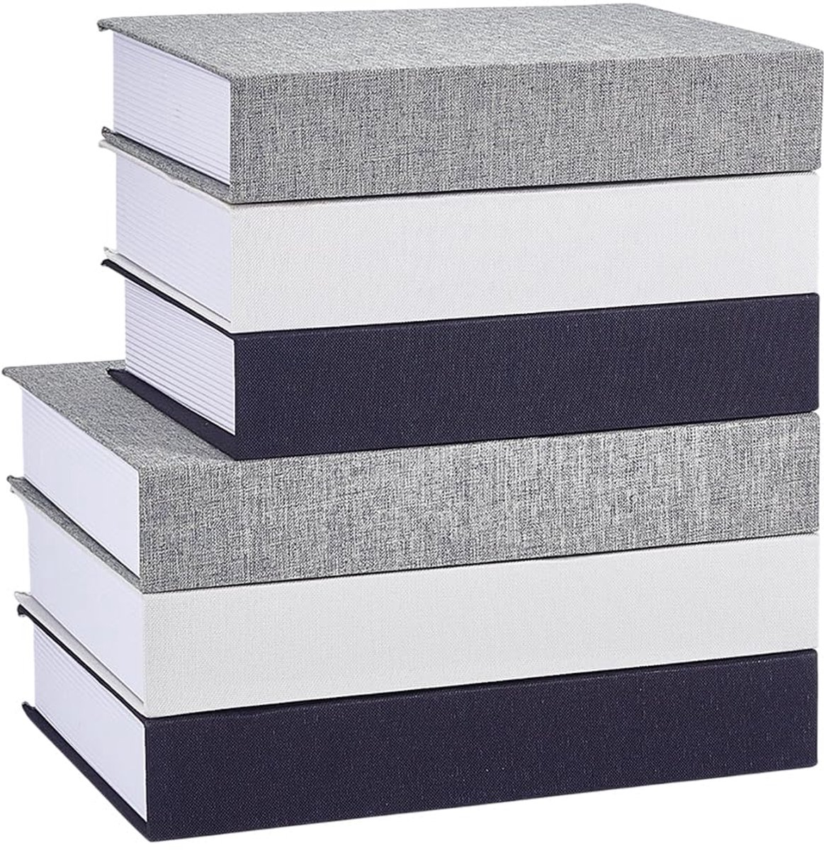 6 stuks decoratieve boeken voor woondecoratie, nepboeken voor boekenplanken, linnen omslag decoratieve boekenset voor kantoor, bar, salontafel, rustieke boerderijboekenplank, zwart/wit/grijs