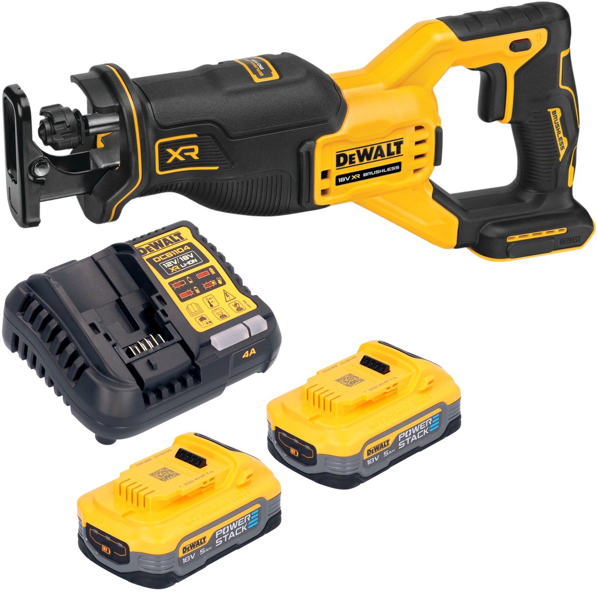 DeWalt DCS 382 H2 accu reciprozaag sabelszaag 18 V borstelloos + 2x Powerstack accu 5,0 Ah + oplader