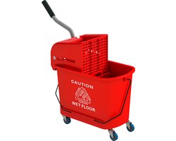 HOMCOM-Dweil-emmer met wringer-PP-60x27x70.5cm-Rood