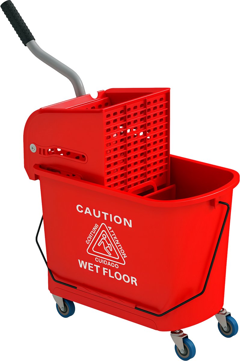 HOMCOM-Dweil-emmer met wringer-PP-60x27x70.5cm-Rood