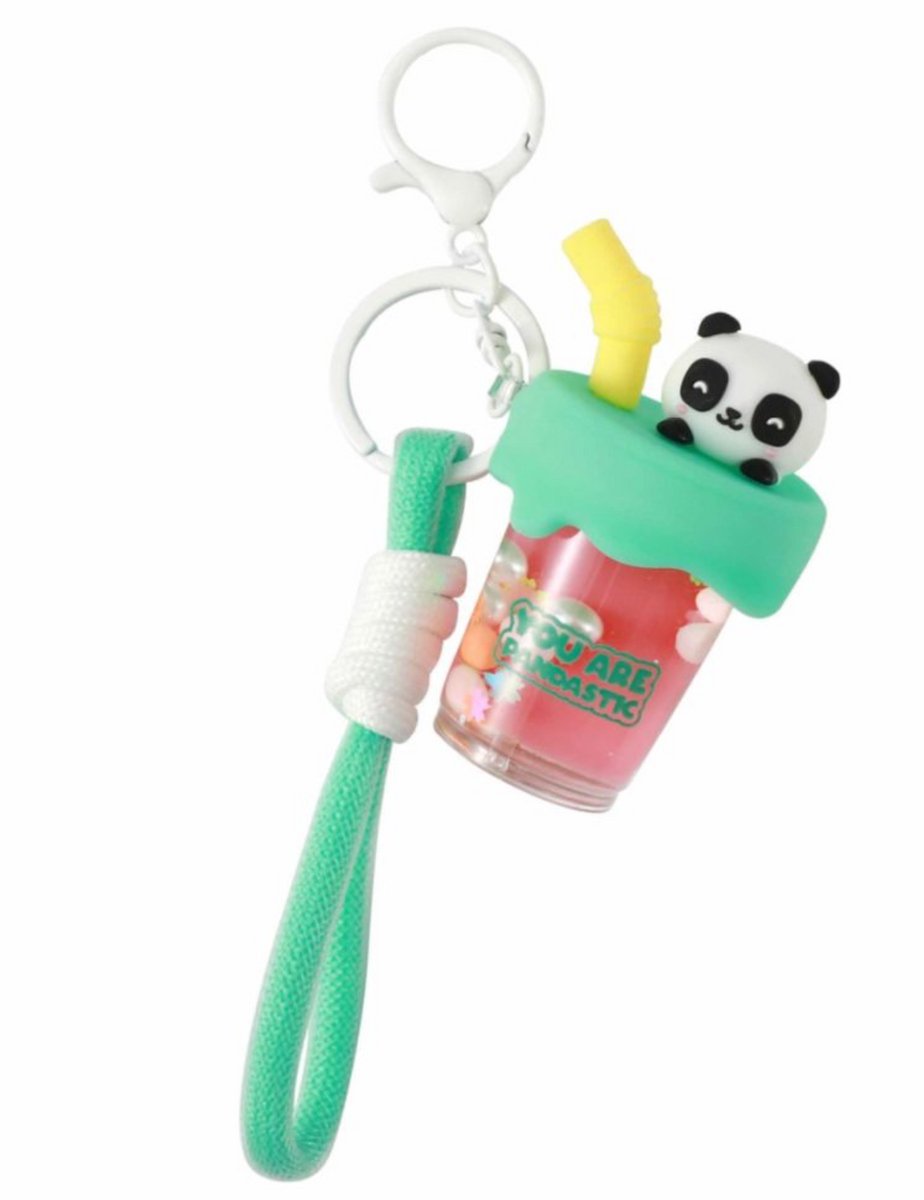 iTotal Sleutelhanger Bubble Tea PANDASTIC Keychain Plastic and Metal 4.0x4.0x7.0cm