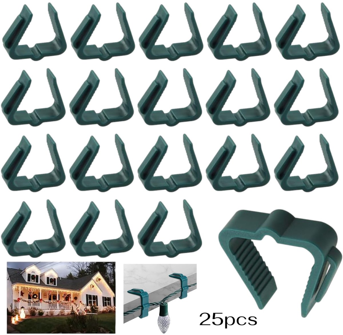 Kerstverlichting Clips Outdoor Goothaak -lichtclips voor kerstverlichting - Weerbestendige clip voor buitenverlichting voor Halloween-kerst (50 stuks) Luckysnow Kerstverlichting Clips Outdoor Goothaak -lichtclips voor kerstverlichting - Weerbestendige clip voor buitenverlichting voor Halloween-kerst (50 stuks) Luckysnow