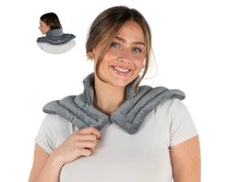 Chillaxy - Warmtekussen Nek en Schouder - Kersenpitkussen - Pittenzak magnetron - Pittenkussen - Incl oogmasker - Grijs