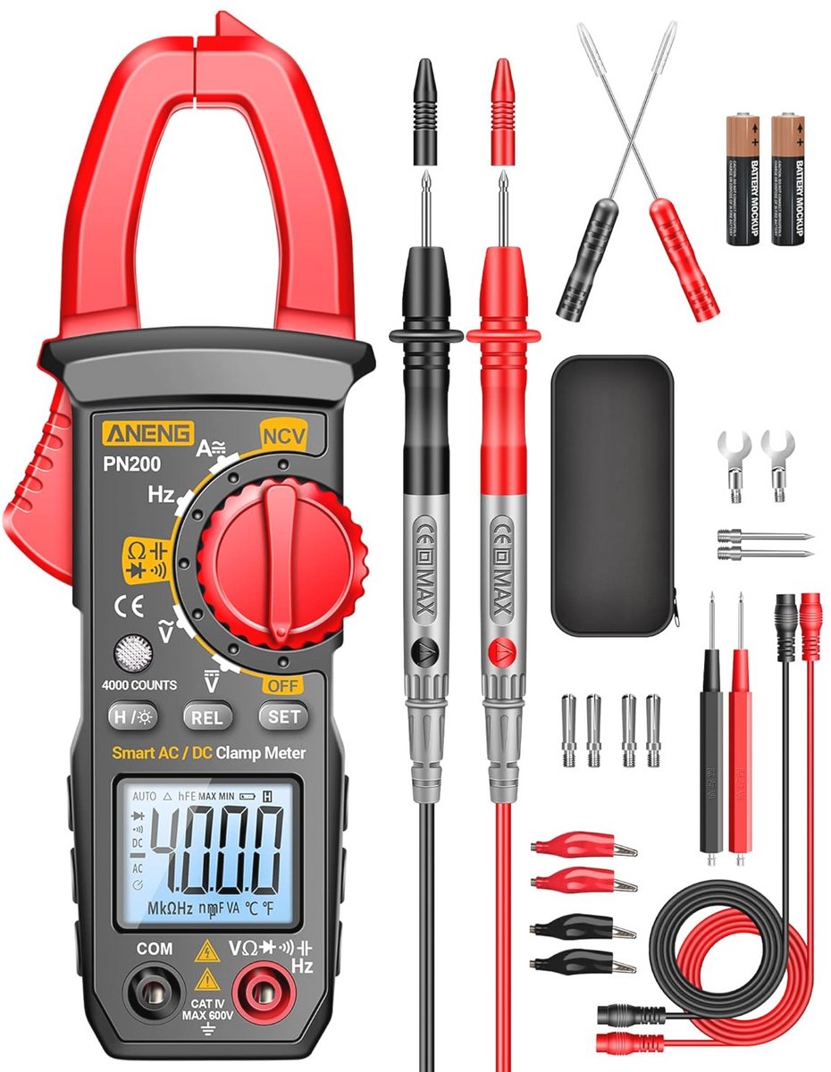 Multimeter Stroomtang 4000 Tellingen TRMS - Automatisch Bereik Met Spanningsdetectie