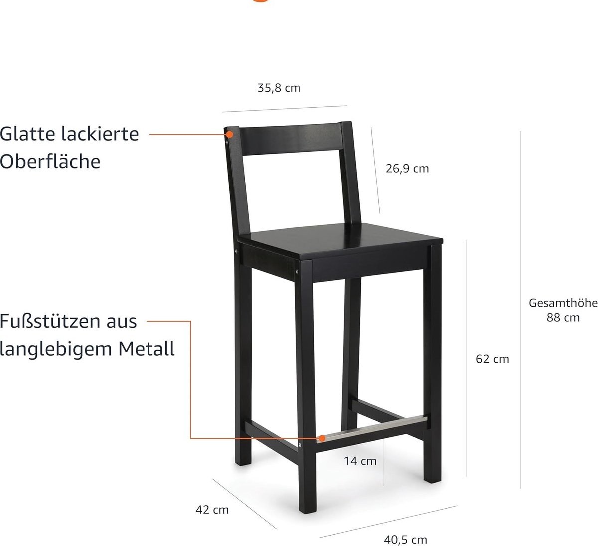 Set van 2 Design Barkrukken met Rugleuning - 2 – Keuken- Eetkamerstoelen Rugleuning, - Medahomestore
