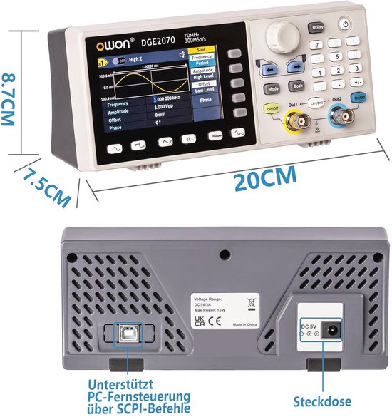Golfvormgenerator 70MHz 2-kanaals met 300MS/s Bemonsteringsnelheid van Merkloos — afbeelding 2