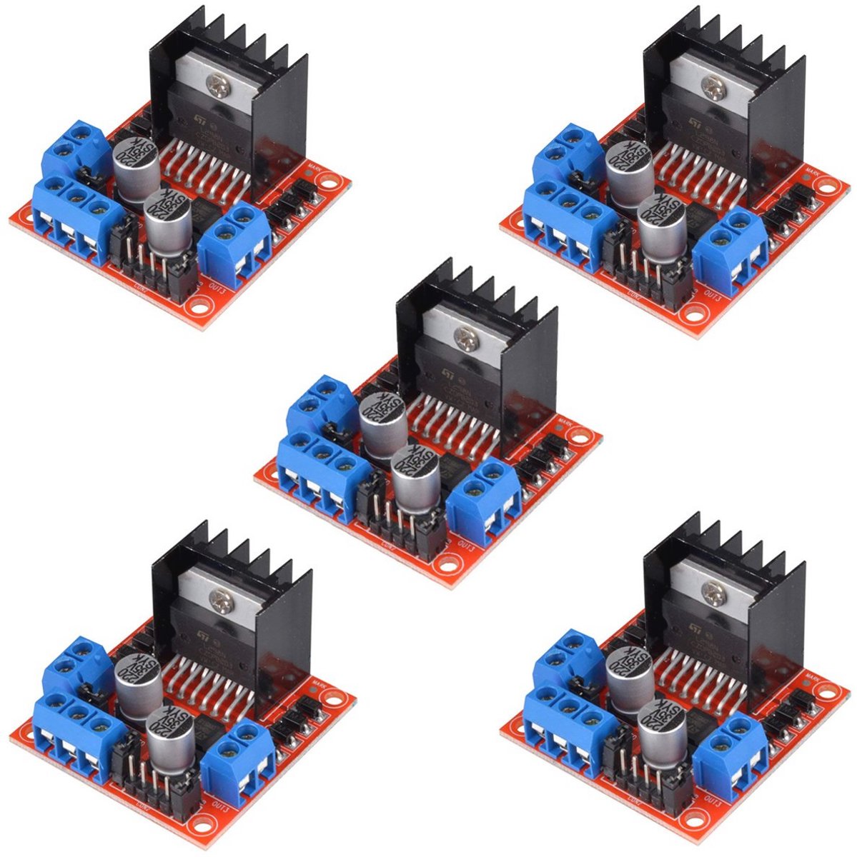 Dual H-brug Driver Module voor DC en Stappenmotoren - 5 Stuks