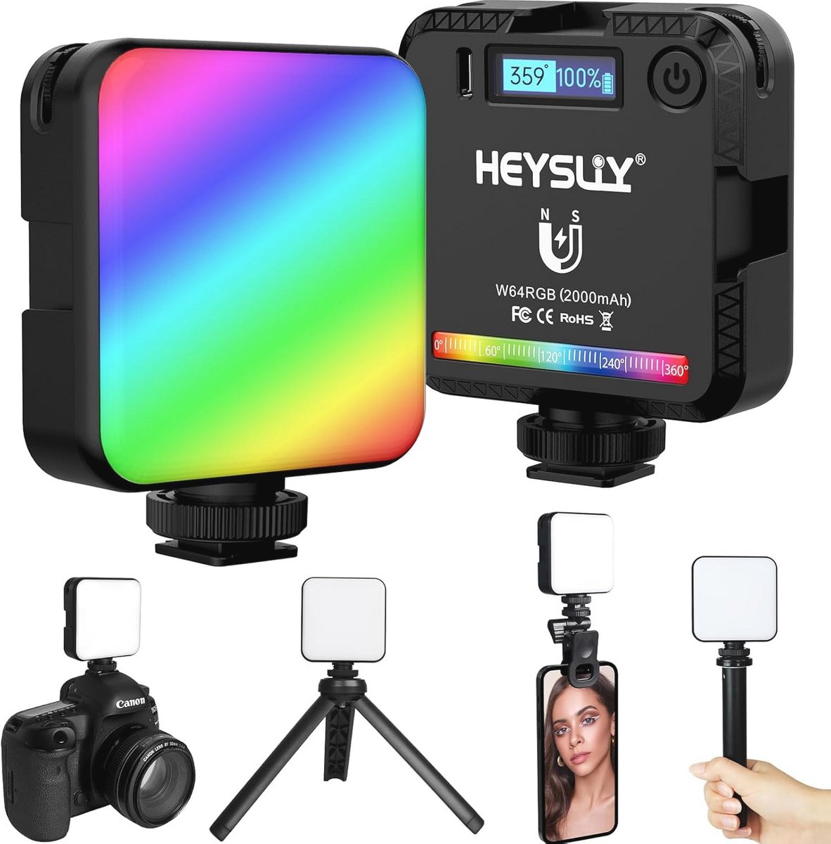 Draagbare RGB Fotolamp met Mini Statief en Dimbare LED Verlichting voor Videoproducties